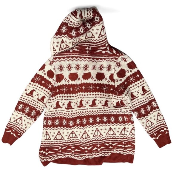 Harry Potter Fair Isle Cardigan Sweater – Cream & Cranberry – Women’s XL - Picture 2 of 7